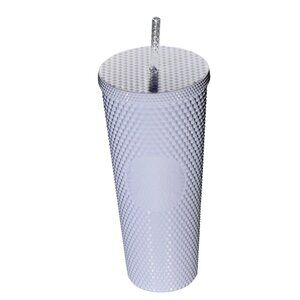 Starbucks White Textured Tumbler With Lid & Straw 24 Oz Plastic